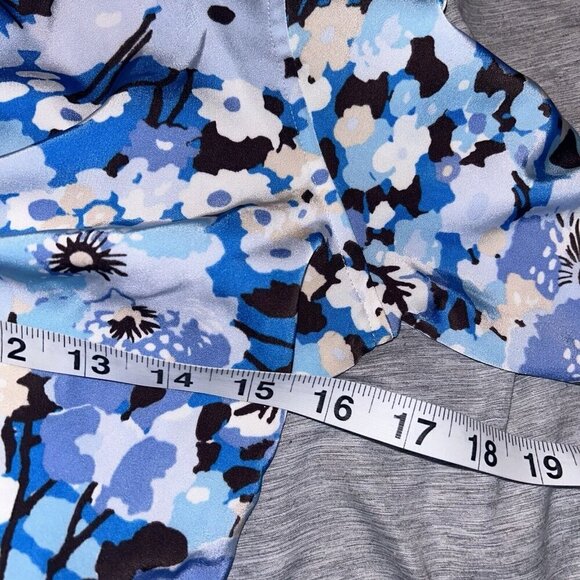 RAILS Lisa Blue Floral Ruched Button-up Collar Long Sleeve Blouse Top Size Small - Picture 9 of 9